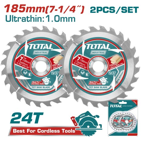 Set 2 discos 7 1/4" p sierra circular 24 dientes total TAC2331853 Set 2 discos 7 1/4" p sierra circular 24 dientes total TAC2331853