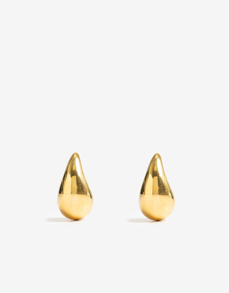 Aros Colgantes Cortos Metal Aros Cortos De Acero - Dorado