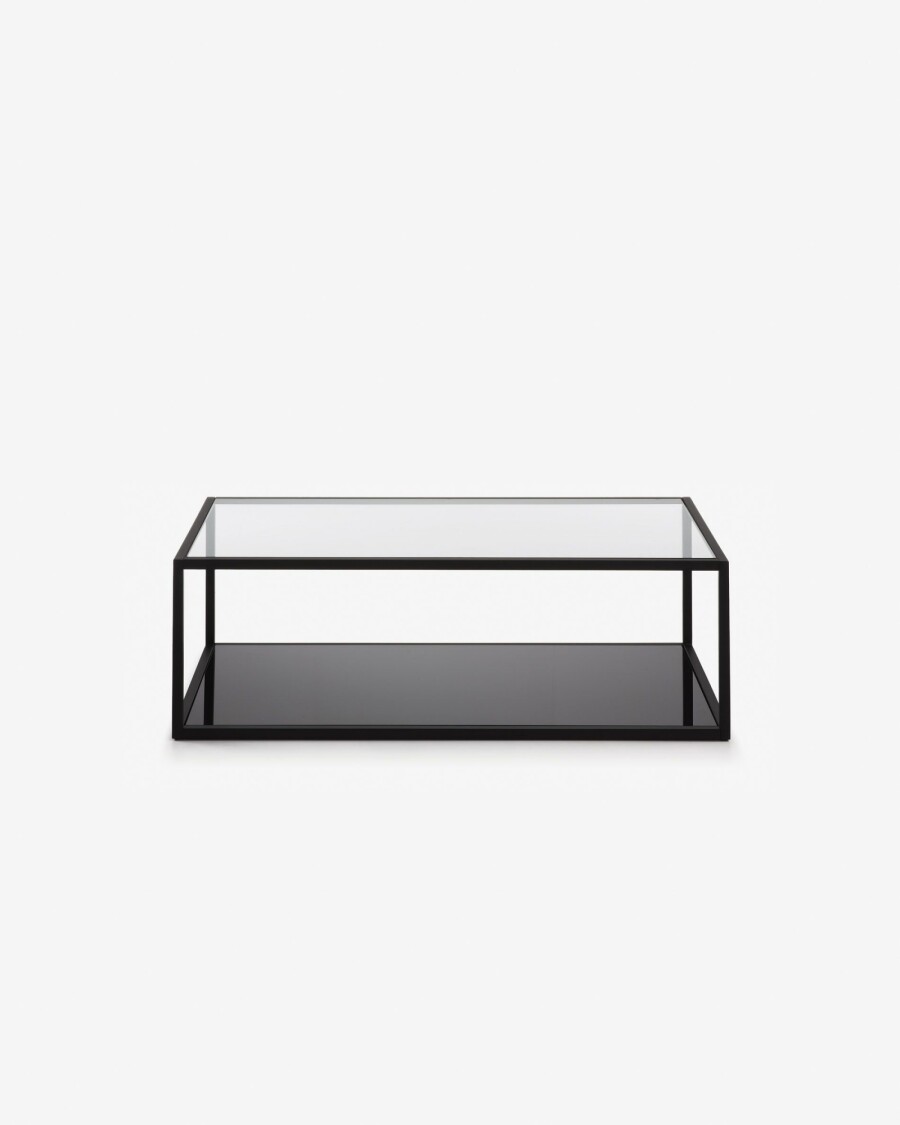 Mesa de centro Blackhill 110 x 60 cm cristal y acero acabado negro