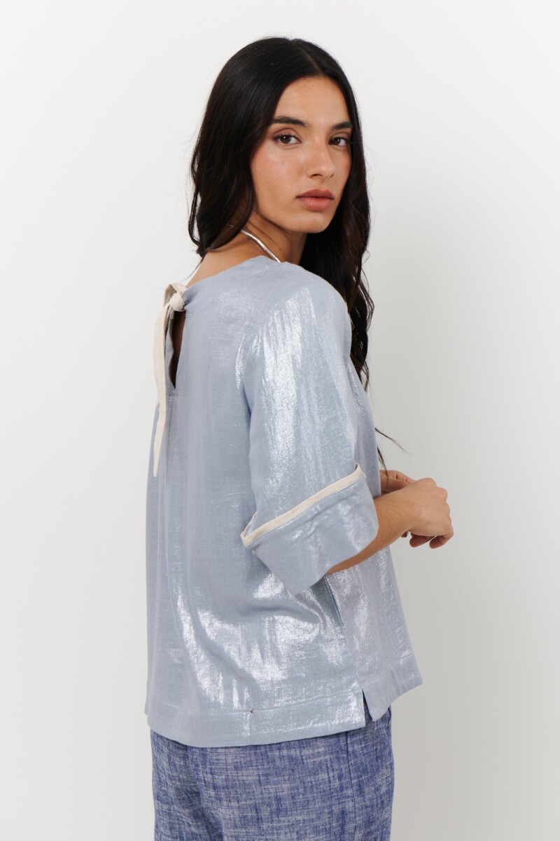 BLUSA LINO GLOW AZUL