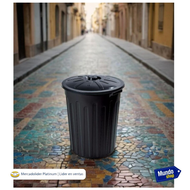 Cesto Recipiente 65l Tacho Para Residuos Basura Negro Negro