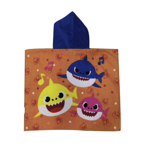 Bata Poncho Infantil Baby Shark 100% Algodón 60 x 60 cm NARANJA