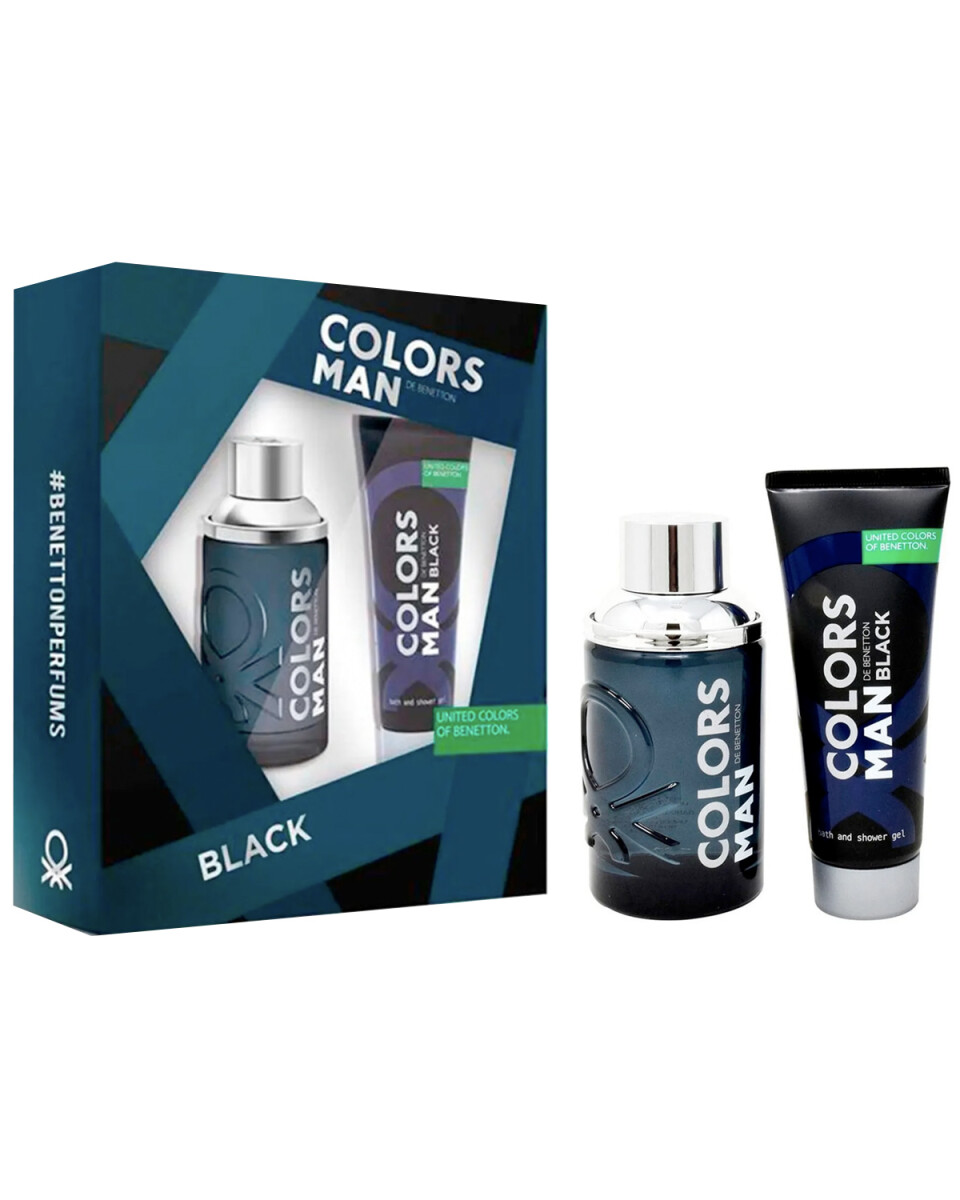 Set perfume Benetton Colors Man Black EDT 100ml + gel de ducha 75ml Original 