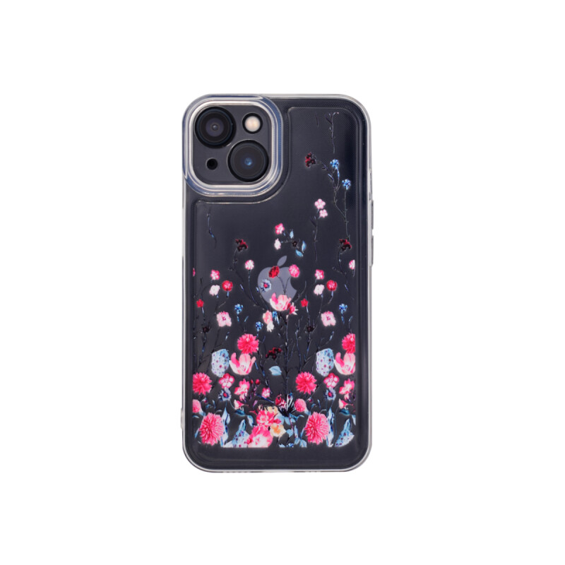 Protector para iPhone 15 transparente diseño flores Protector Para Iphone 15 Transparente Diseño Flores