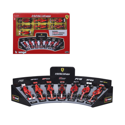 Set x 7 Autos Ferrari con Exhibidor Formula 1 Bburago Escala 1:43 U