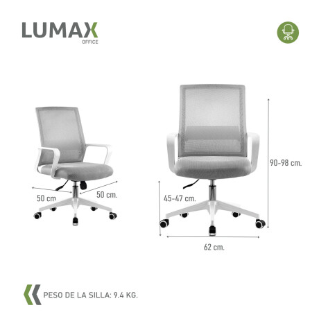 Silla de Escritorio Oficina Lumax Ryan Gris/Blanco