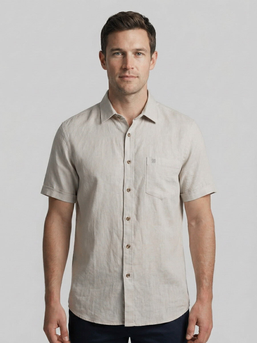 CAMISA LINO MANGA CORTA - NATURAL 