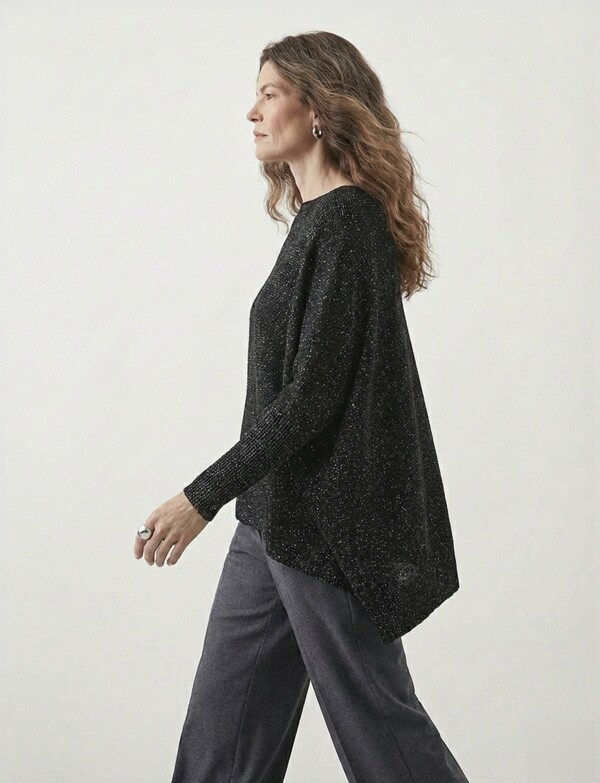 Poncho Asimetrico Lu NEGRO