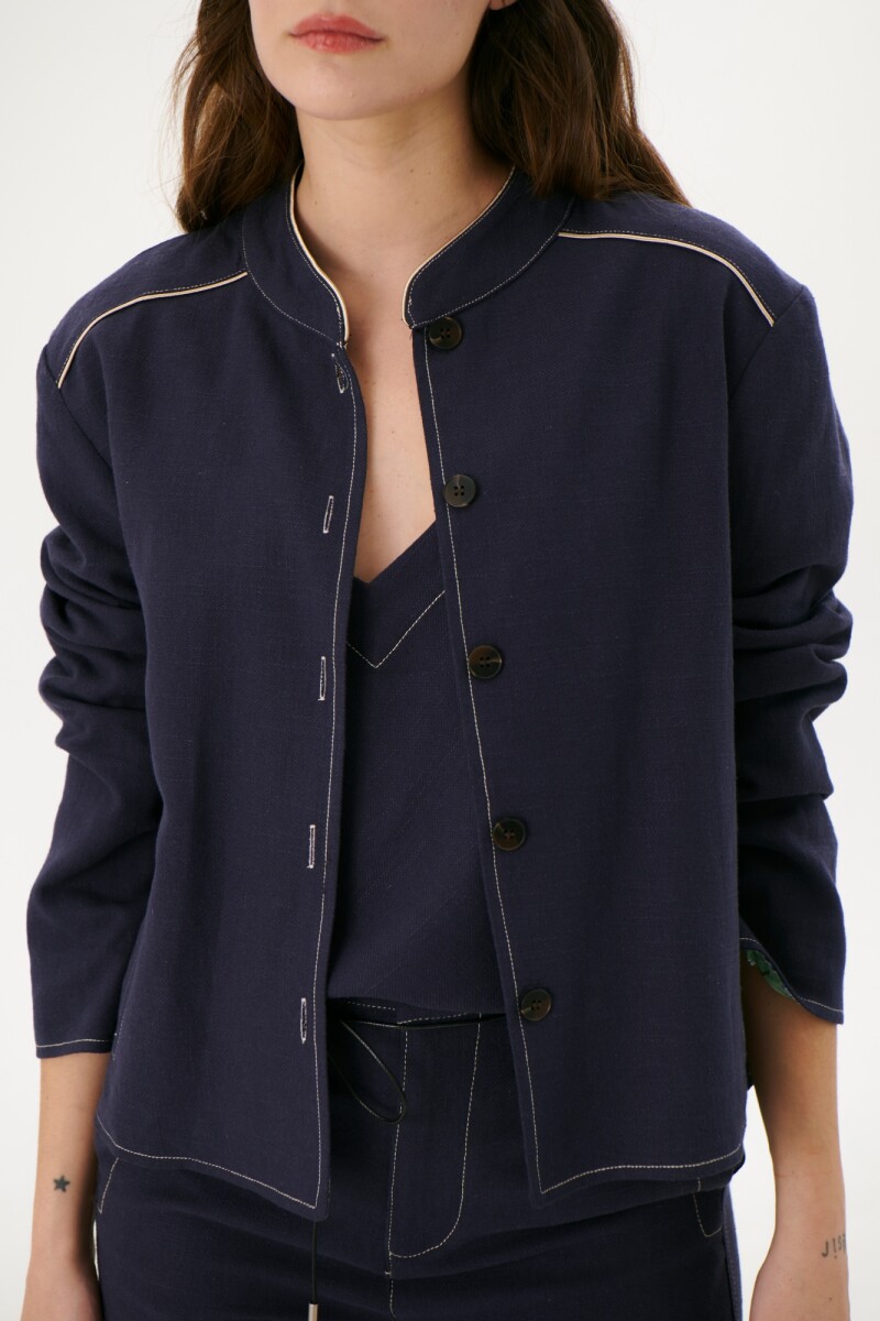 CHAQUETA LINO ART AZUL