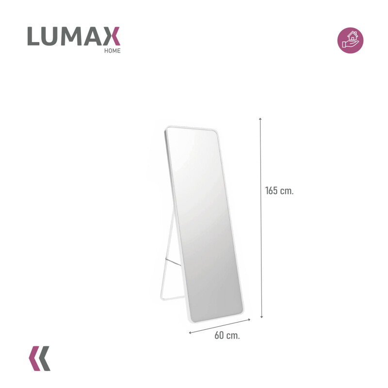 Espejo de pie o pared Glamour Lumax 165x60 cm living dormitorio Blanco