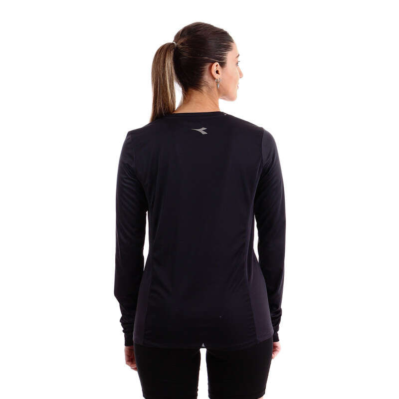 Remera Deportiva Manga Larga Mujer Diadora Humo Negro