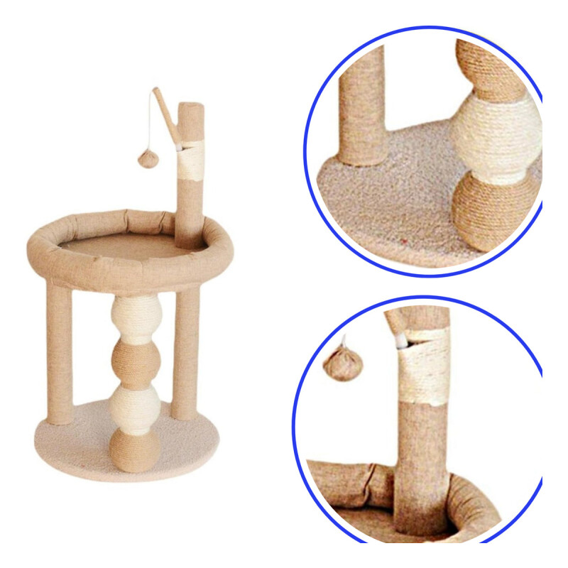 Rascador Para Gato Torre Con Felpa Forrado En Sisal Juego Beige