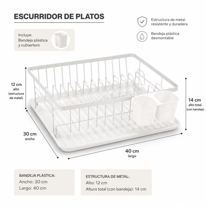 Escurridor Acero Inoxidable Bandeja/ Cubiertera - Blanco Escurridor Acero Inoxidable Bandeja/ Cubiertera - Blanco