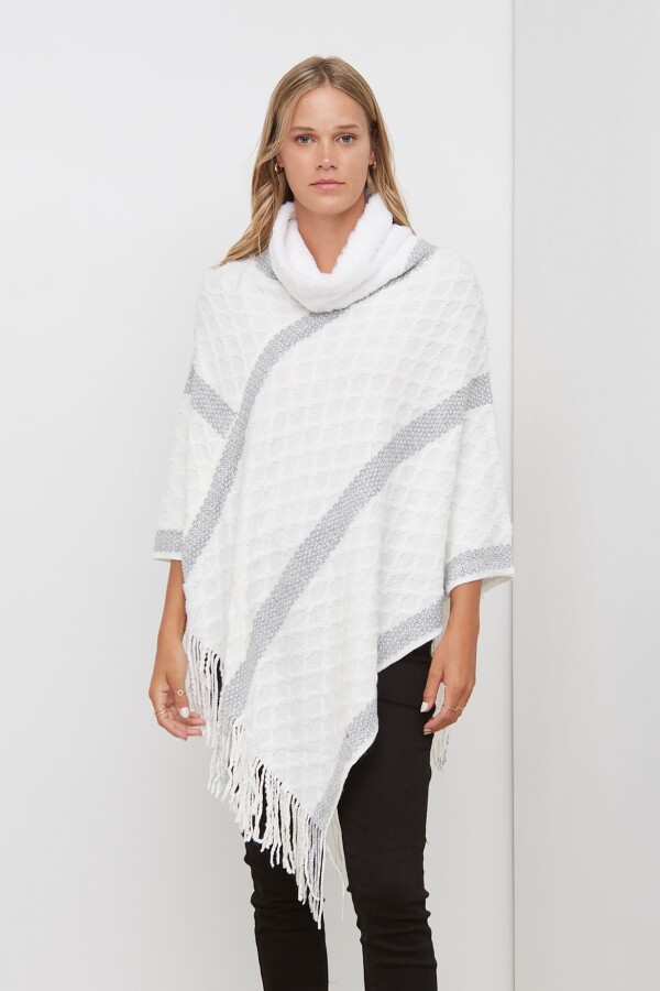 Poncho Detalle Piel CRUDO/MULTI