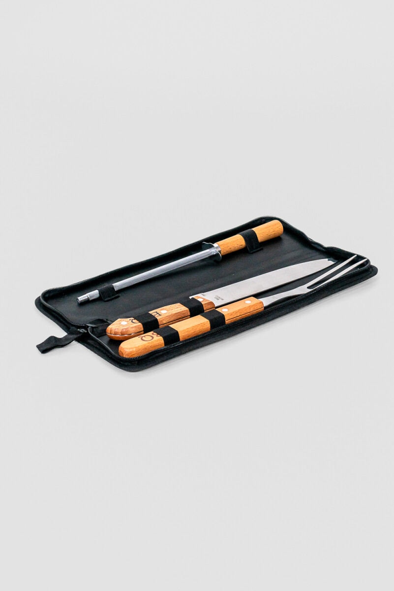 Accesorios Para Parrilla Set De 3 Piezas. Pinchos Y Cuchilla Con - Color Unico 