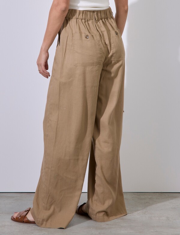 Pantalon Lino Cargo TOSTADO