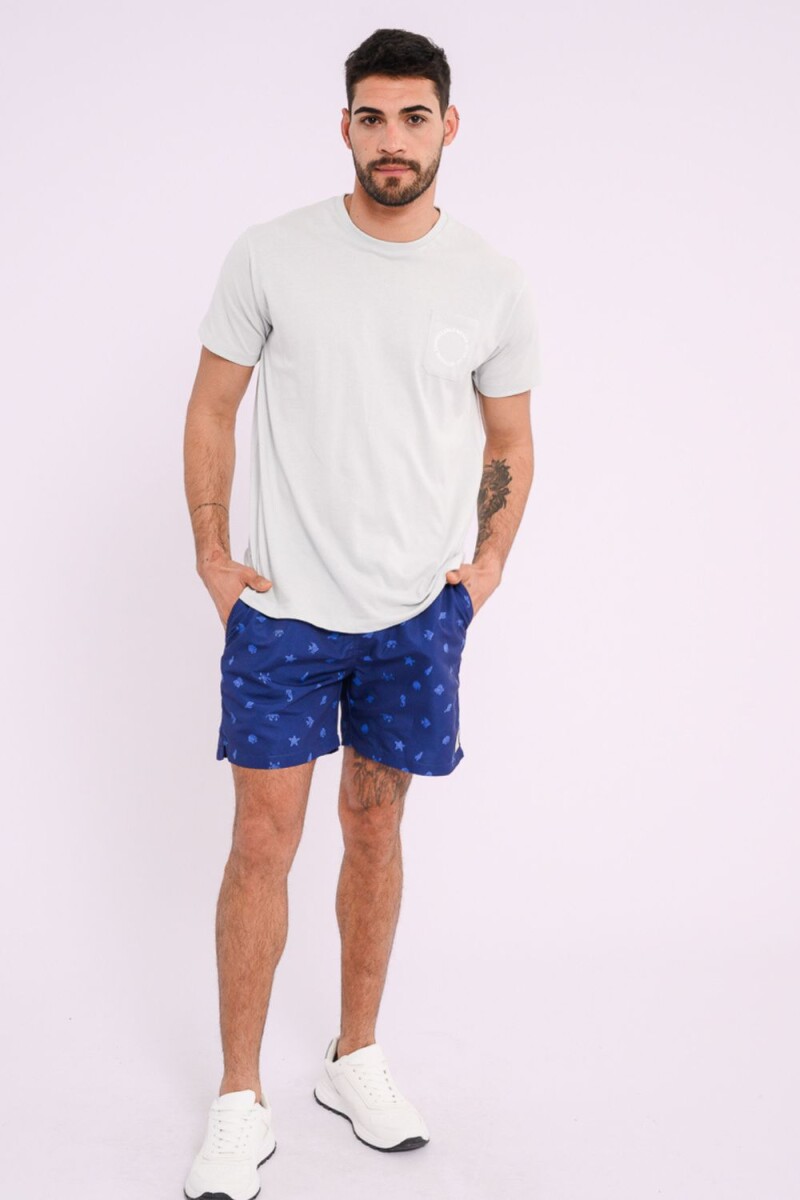 Short de baño estampado Azul