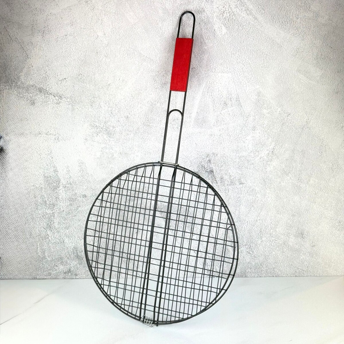 Rejilla Doble Redonda Para Parrilla Con Mango De Madera Ø30cm x 60cm 