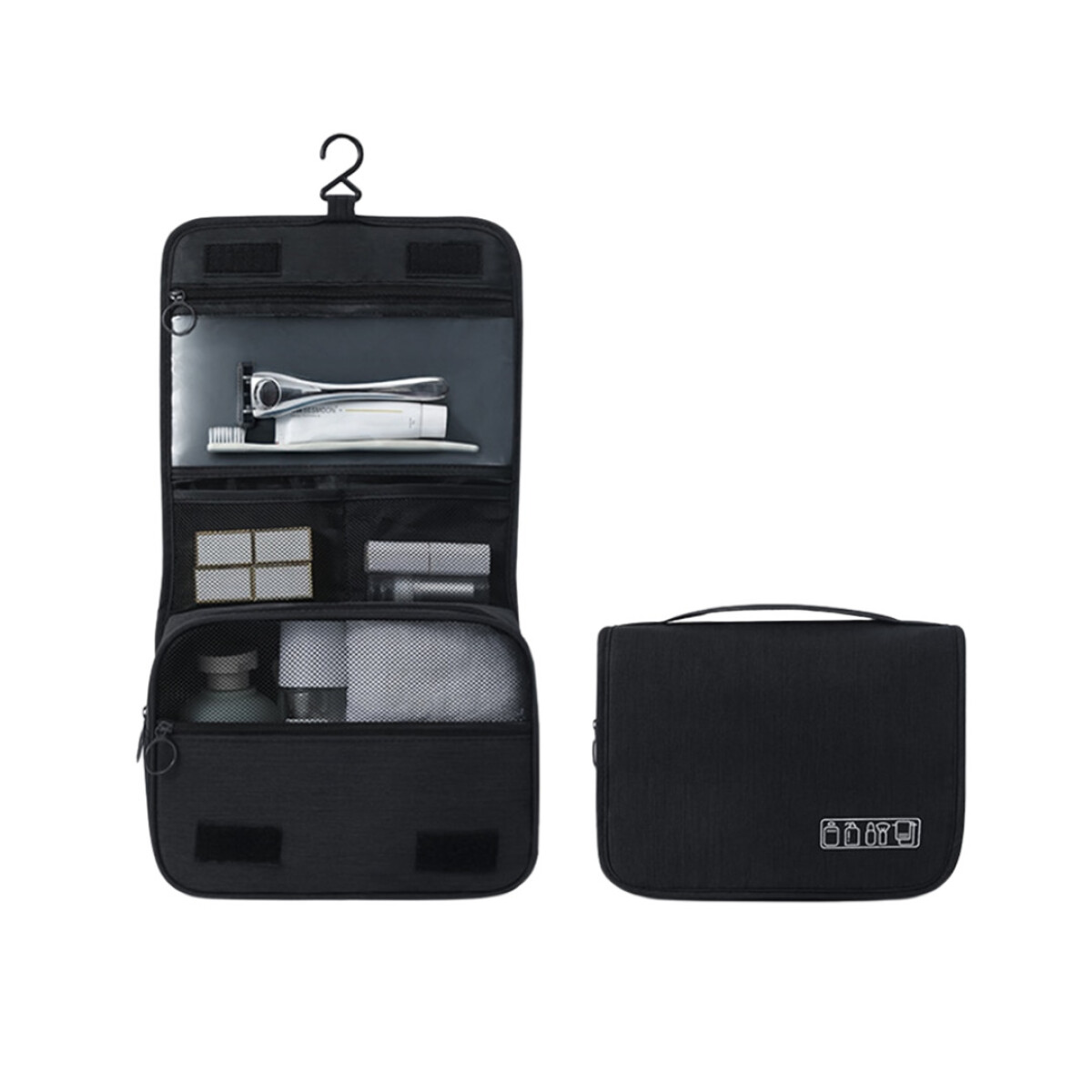 Estuche Cosméticos Viaje Colgante Baño Impermeable Organizar - Color negro 