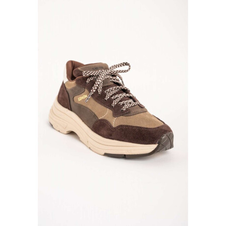 Zapatilla Cuero Combinada Chocolate