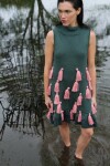Cush Cush Dress Petróleo / Rosa