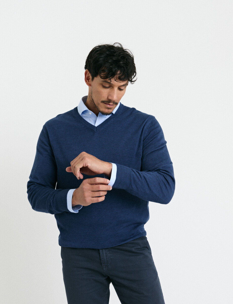 470985 SWEATER HARRINGTON LABEL Azul Piedra