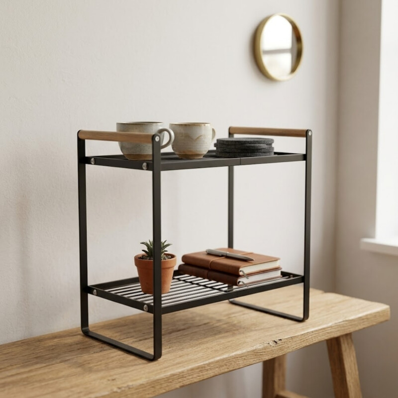 Estante organizador 2 niveles 33x21x37cm NEGRO