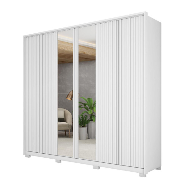 ROPERO MODELO DECIMUS 2.7 4 CAJONES + 2 PUERTAS CON ESPEJO COLOR BRANCO FOSCO Ropero Modelo Decimus 2.7 4 Cajones + 2 Puertas Con Espejo Color Branco Fosco