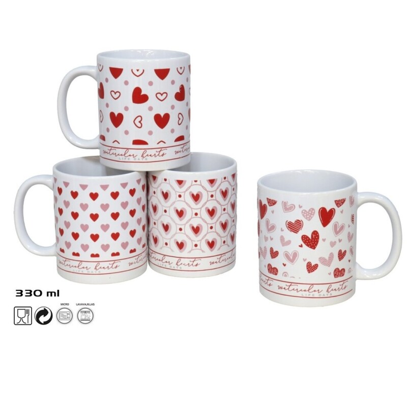 Taza de Cerámica Amore 330 ml con Diseño de Corazones GE JARRA MUG 330ML AMORE
