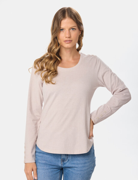 REMERA LISA CON BOTONES Beige