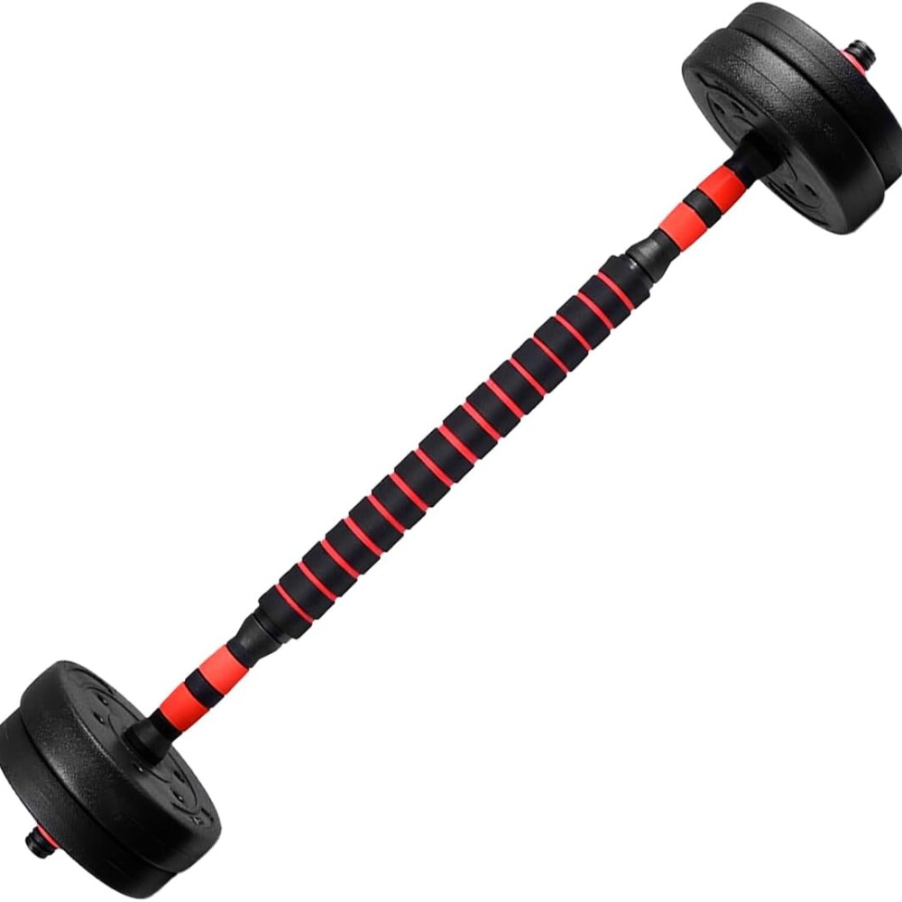 Mancuernas Set 3 En 1 Con Barra 20kg Rojo