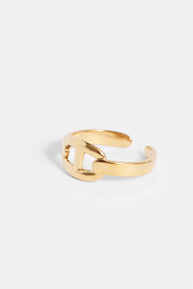 Anillo acero quirurgico hebilla dorado