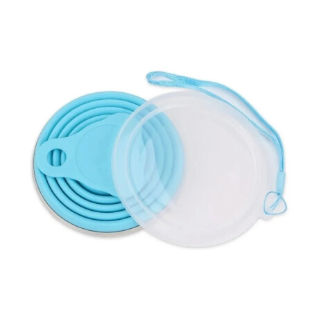 Vaso de silicona plegable con tapa Celeste