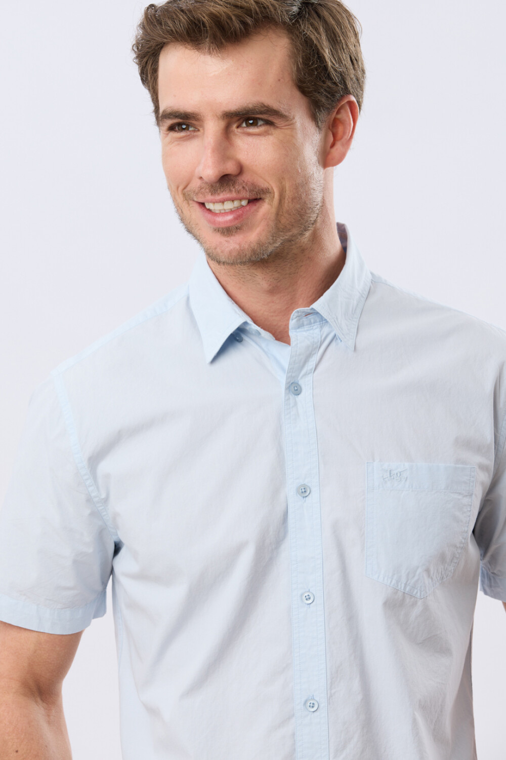 CAMISA LISA DE ALGODÓN Celeste