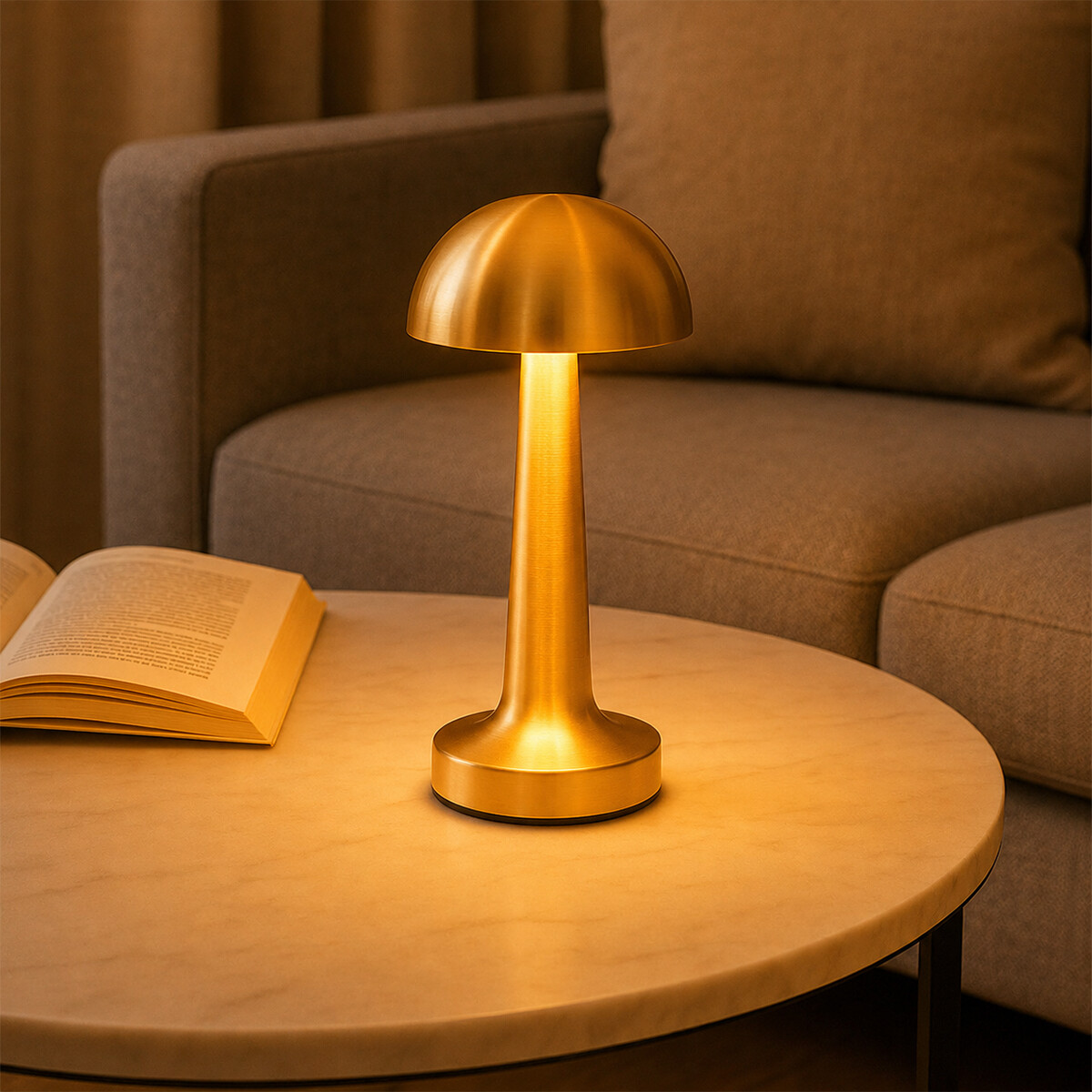 Lampara De Mesa De Luz Led Recargable - Dorado 