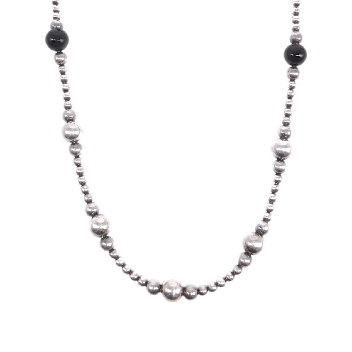 Cadena bolitas varias -Plata 925 - onix -CD5086 - conpiedra 