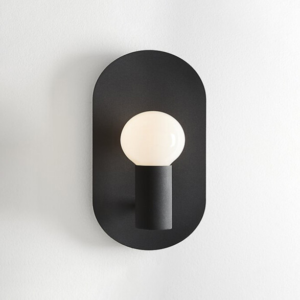 Aplique pared acero negro globo vidrio opal E27 IX9287