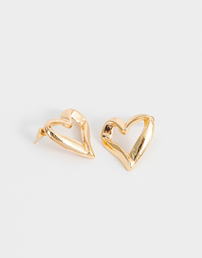 Aros Colgantes Cortos Con corazón Aros Colgantes Cortos Con Corazón - Dorado