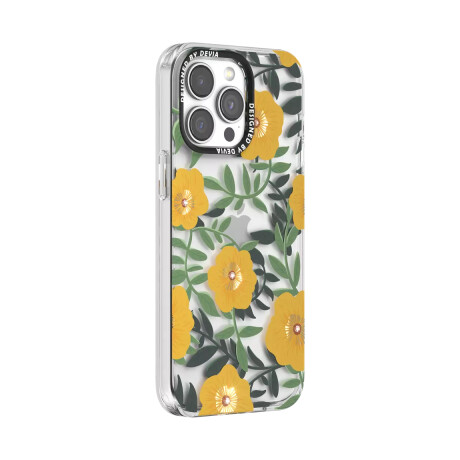 Protector Case Floral con Brillos Flower Series Devia para iPhone 15 Transparente