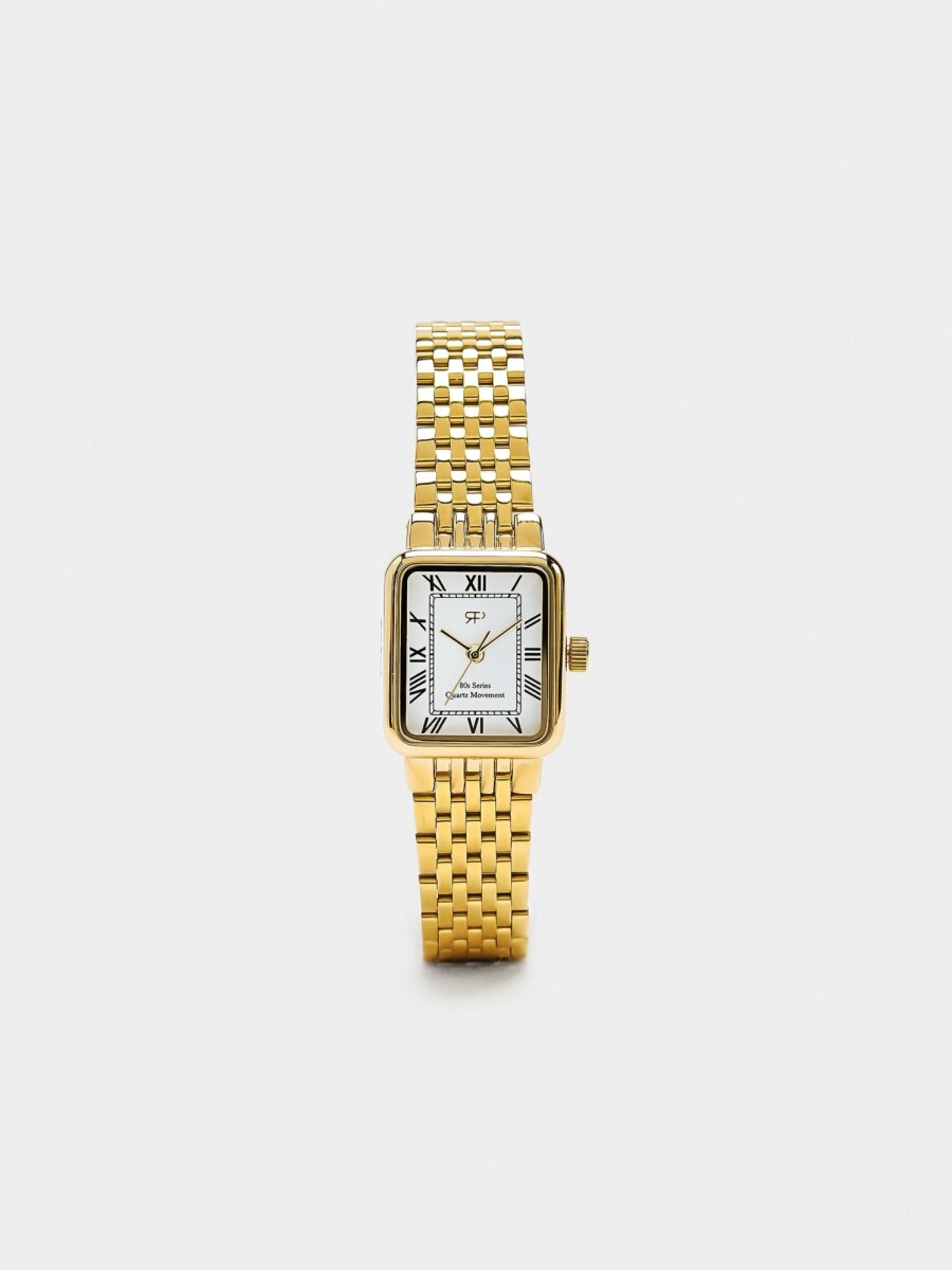 Reloj Cuadrado Con Pulsera De Acero Inoxidable dorado
