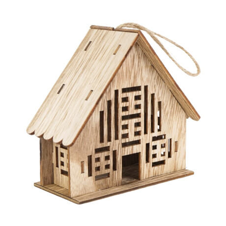 Casita navideña de madera calada para colgar Casita navideña de madera calada para colgar