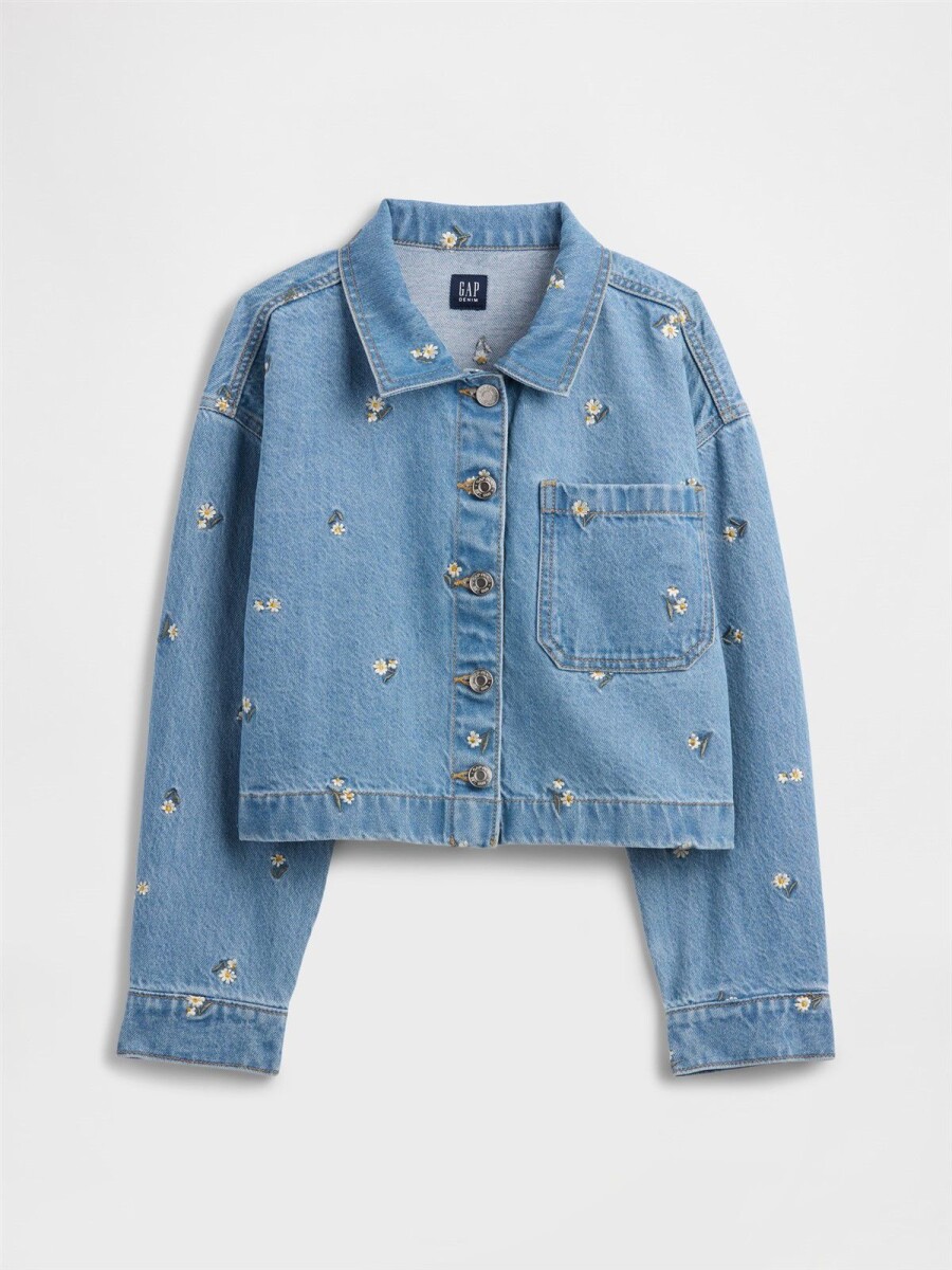 Campera De Jean Bordada Niña - Daisy Print Multi 
