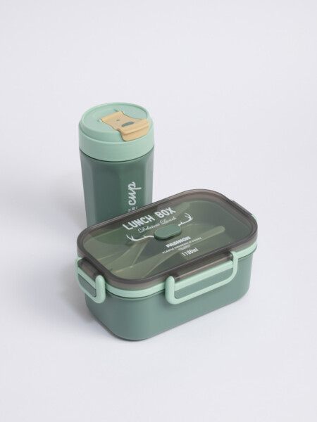 Set lunchera con vaso Verde