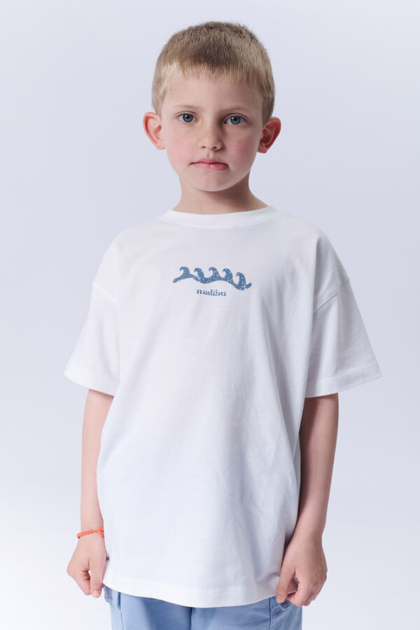 Remera Estampa Olas Blanca