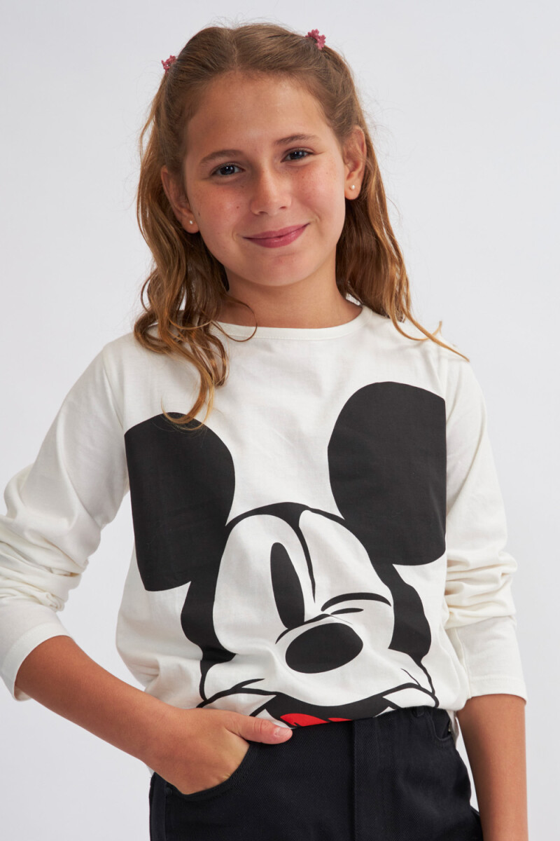 Camiseta manga larga estampada Mickey blanco Disney
