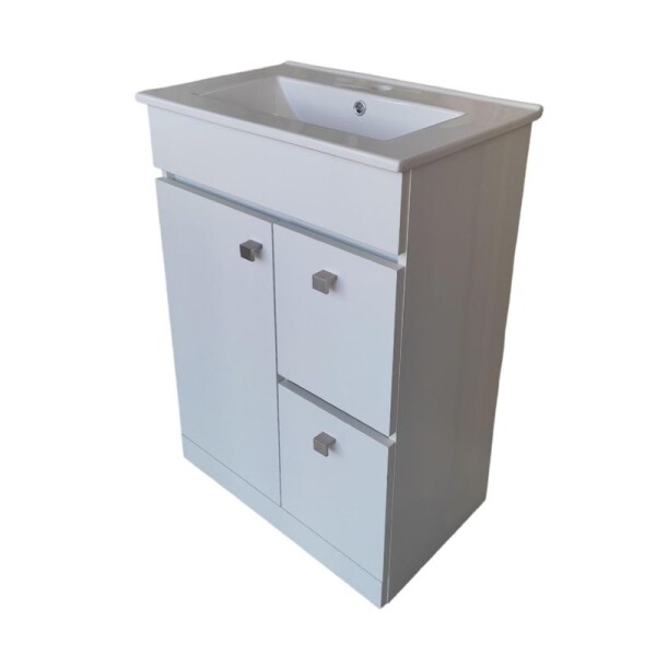 MUEBLE DE BAÑO 60 CM 2 CAJONES 1 PUERTA CON MESADA DE LOZA - BLANCO BRILLANTE MUEBLE DE BAÑO 60 CM 2 CAJONES 1 PUERTA CON MESADA DE LOZA - BLANCO BRILLANTE