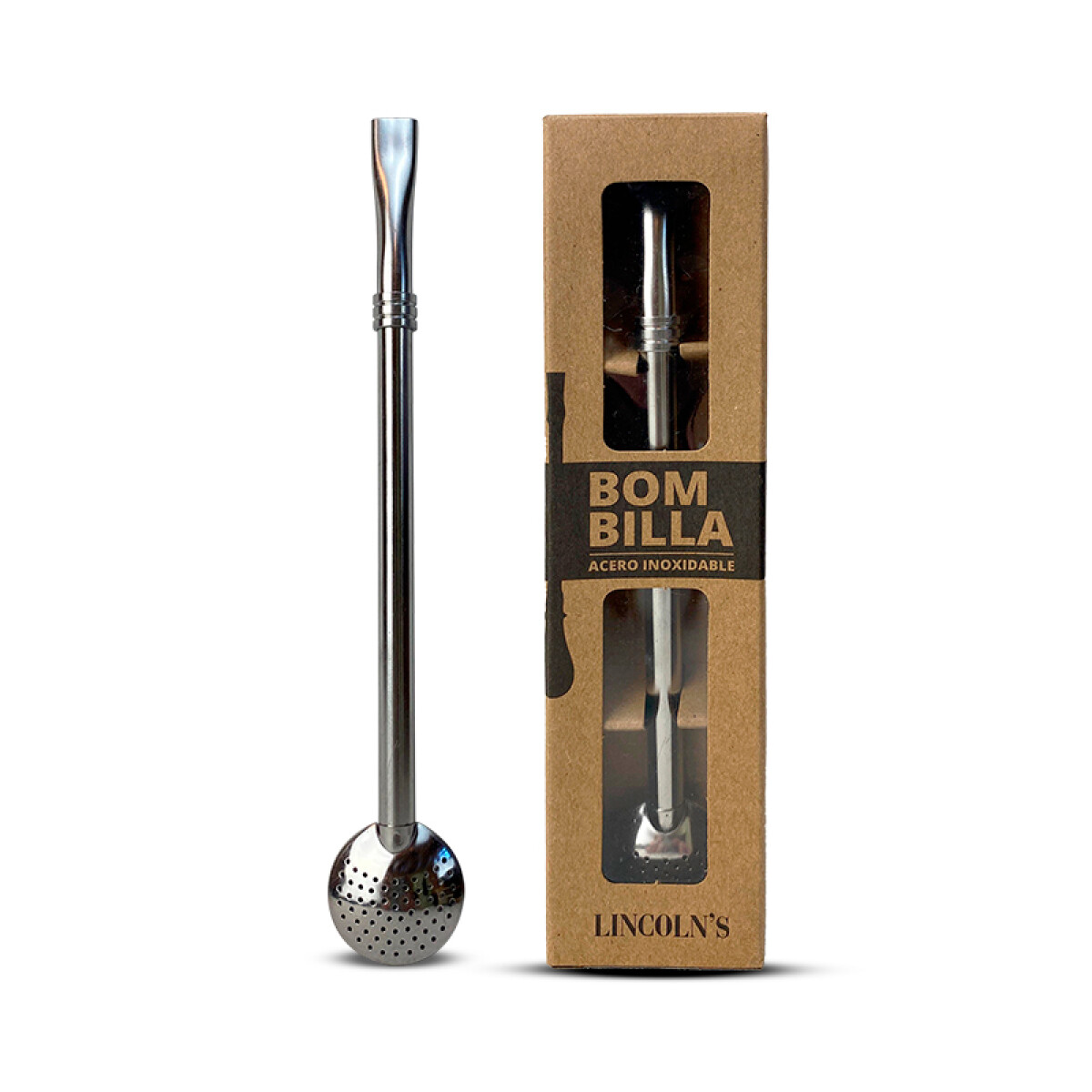 BOMBILLA SIMPLE BASE REDONDA - ACERO INOXIDABLE 