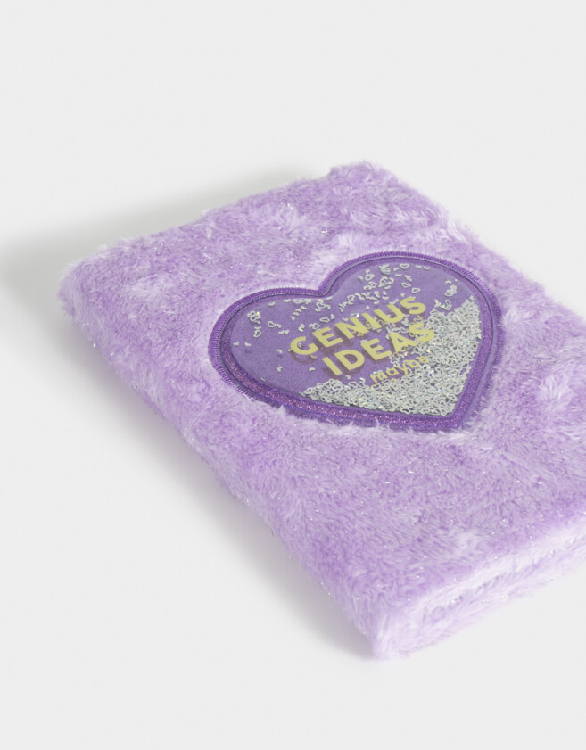 Anotadores Cuadernos y Memos Corazón Cuaderno A5 Peluche Y Glitter - Violeta Lila
