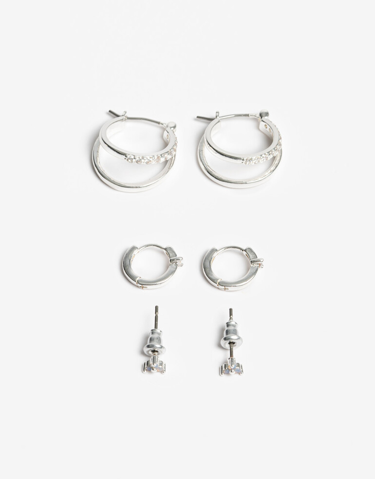 Aros Sets Cubic zirconia Set De Aros Cubic Zirconia - Plateado