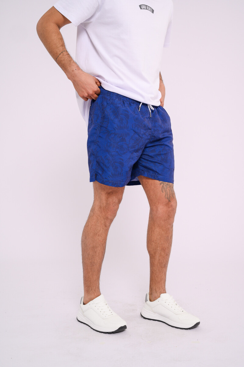 Short de baño estampado Azul